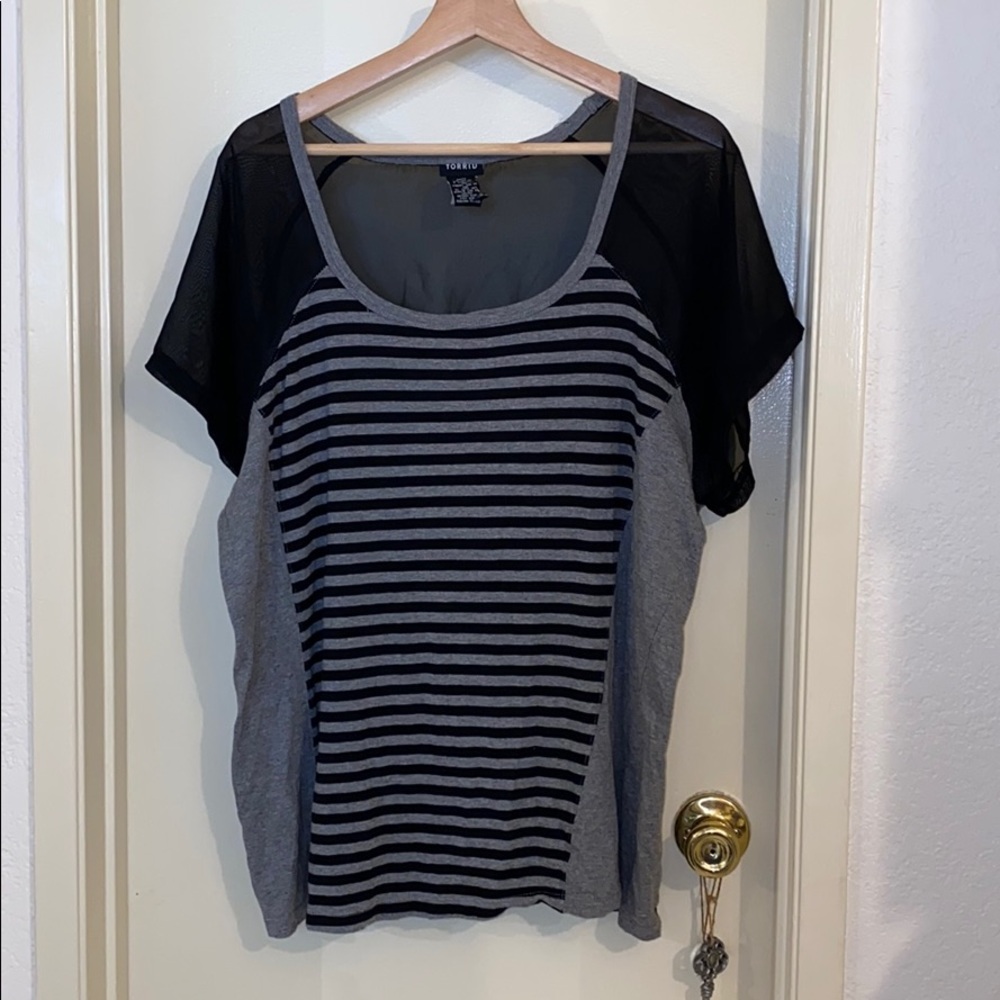 Torrid striped sheer Blouse size 2